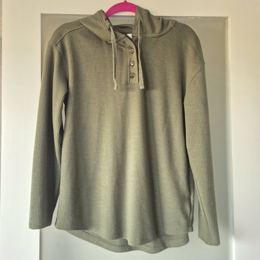 Time and Tru Olive Green Hooded Top